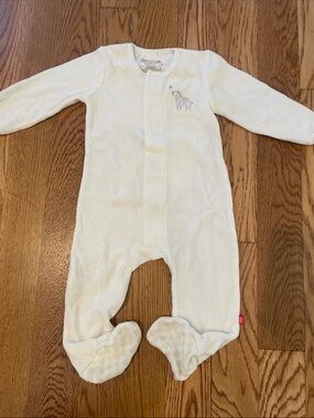 Magnetic Me White Footed One-Piece with Zebra Embroidery
